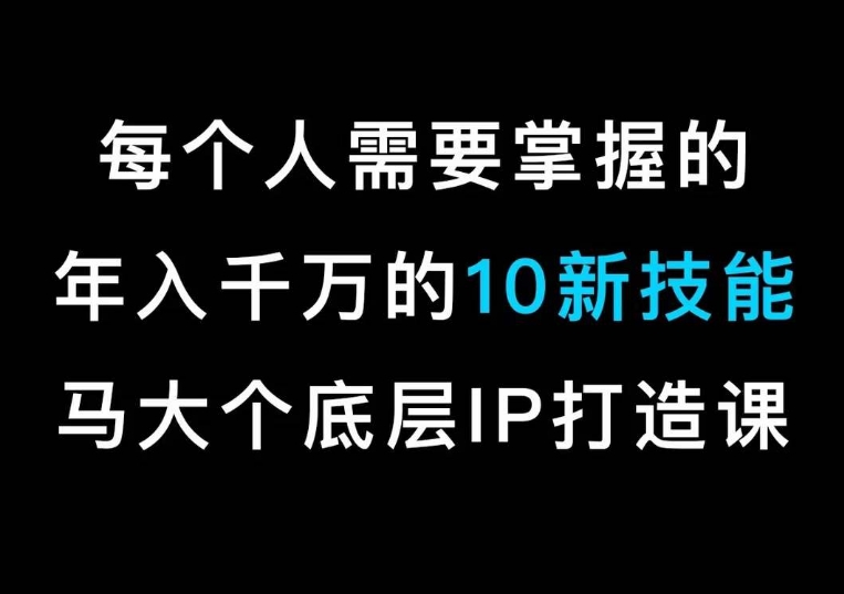 马大个的IP底层逻辑课，​每个人需要掌握的年入千万的10新技能，约会底层IP打造方法！-52资源库