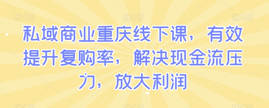 私域商业重庆线下课，有效提升复购率，解决现金流压力，放大利润-52资源库