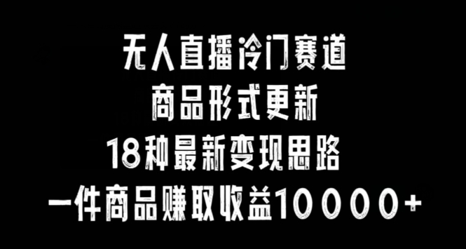 无人直播冷门赛道，商品形式更新，18种变现思路，一件商品赚取收益10000+【揭秘】-52资源库