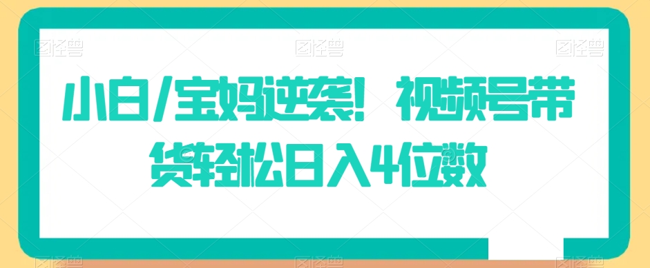 小白/宝妈逆袭！视频号带货轻松日入4位数【揭秘】-52资源库