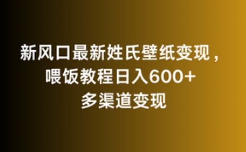 新风口最新姓氏壁纸变现，喂饭教程日入600+【揭秘】-52资源库