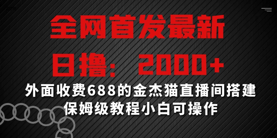 全网首发最新，日撸2000+，外面收费688的金杰猫直播间搭建，保姆级教程小白可操作【揭秘】-52资源库