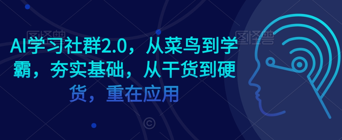 AI学习社群2.0，从菜鸟到学霸，夯实基础，从干货到硬货，重在应用-52资源库