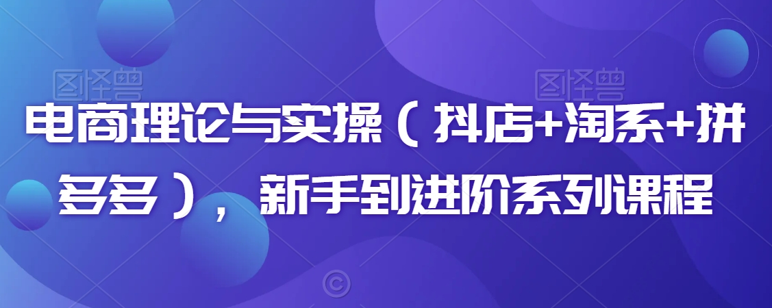 电商理论与实操（抖店+淘系+拼多多），新手到进阶系列课程-52资源库