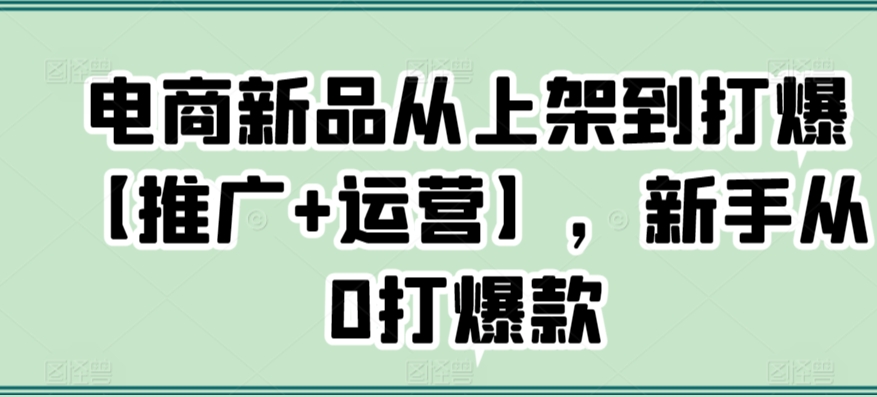 电商新品从上架到打爆【推广+运营】，新手从0打爆款-52资源库