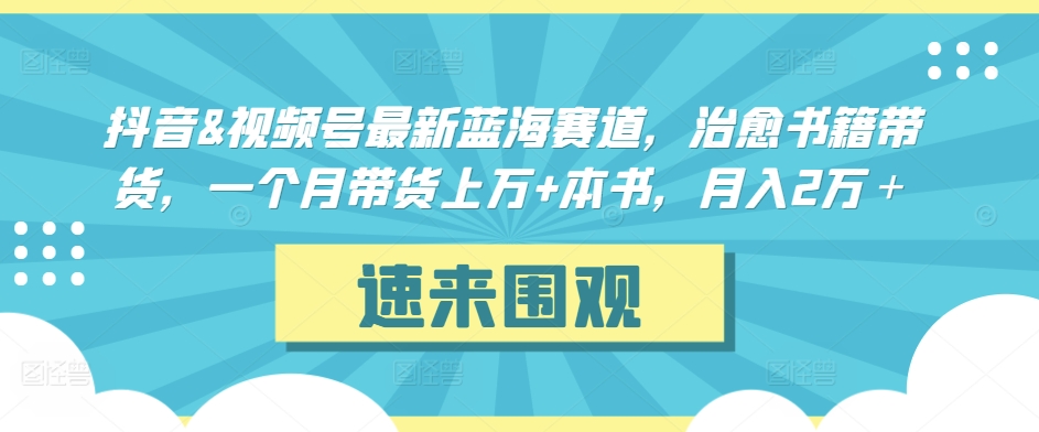 抖音&视频号最新蓝海赛道，治愈书籍带货，一个月带货上万+本书，月入2万＋【揭秘】-52资源库