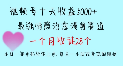 十天收益5000+，多平台捞金，视频号情感治愈漫剪，一个月收徒28个，小白一部手机轻松上手【揭秘】-52资源库